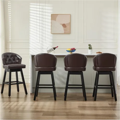 Vista 16 de Juego de 2 taburetes de bar giratorios de 29 pulgadas, taburetes de bar tapizados con respaldo, sillas modernas de altura de mostrador para isla