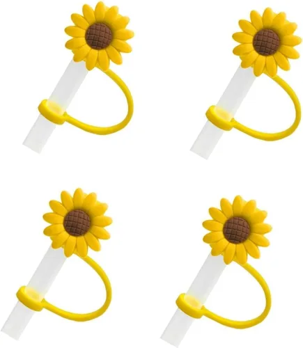 Vista 9 de Tapón de paja de girasol, tapones reutilizables a prueba de salpicaduras, herramienta de cocina, puntas de paja, cubierta de silicona, accesorio
