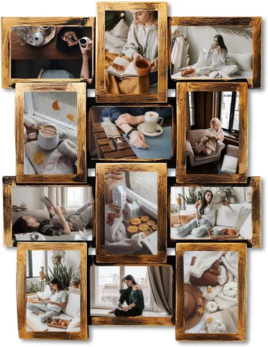 Vista 14 de J.M.Deco Marcos de Fotos Collage de 12 Aberturas Decoración de Pared, Marcos de Fotos Collage de 4x6 pulgadas con Ganchos de Metal para Decoración