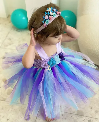 Vista 4 de Baby Girl CostumeToddler Girls Tulle Dress Pink Tutu Skirt Princess Birthday Sundress with Headband