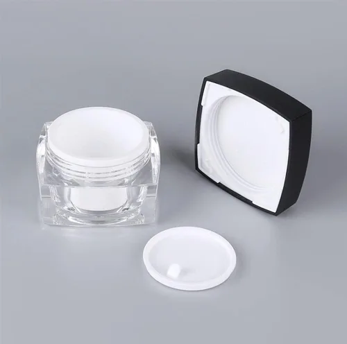 Vista 3 de AKOAK 2 frascos recargables de 0.71 oz (20 g), contenedor de cosméticos vacíos, botella cuadrada de crema, botella de plástico para almacenamiento