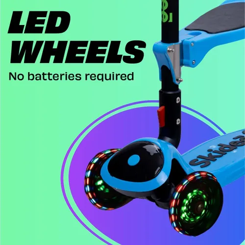Vista 2 de SKIDEE Kick Scooter for Kids Ages 3-5 Foldable 3 Wheel Scooter with Lean-to-Steer, Adjustable Height, Removable Seat & LED Light Wheels Toddler