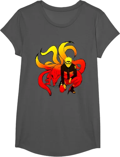 Vista 30 de Naruto Shippuden Naruto and 9 Tails - Camiseta de manga corta Negro