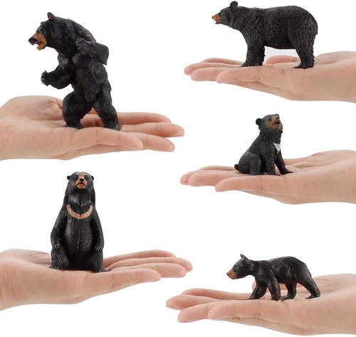 Vista 3 de Figuras realistas de animales de la selva de la vida silvestre, modelo de oso negro, juego de la familia, juguetes eduaccionales, estatua