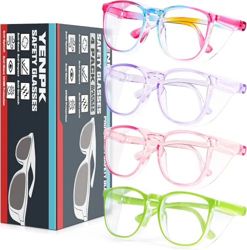 Vista 9 de 4 Pack Safety Glasses Goggles For Women Anti Fog, Cute Protective Eyewear for Nurses, ANSI Z87+ Anti-Blue Light (Transparente _Gris _Negro _Leopardo)