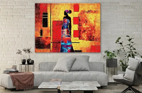 Vista 5 de SpiritualHands Máscaras africanas - Lienzo decorativo para pared, lienzo de dama africana, vibrante arte de pared africano hecho a mano
