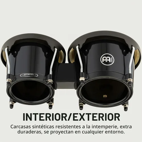 Vista 2 de Meinl Percussion HB100SNT-M bongós de madera natural de 6 3/4 y 8 pulgadas, Negro Bongos de carcasa sintética duradera profesional para adultos