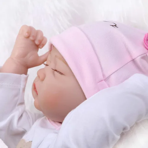 Vista 4 de Pinky - Muñeca de bebé recién nacida de 22 pulgadas y 21.7 in, de silicona suave, para dormir, de aspecto realista, regalo de cumpleaños y Navidad