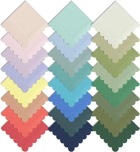 Vista 3 de qiqee 24 colores Morandi servilletas de cóctel 5x5 pulgadas, servilletas desechables para bebidas, boda, cena, fiesta de cumpleaños, diseño de ola