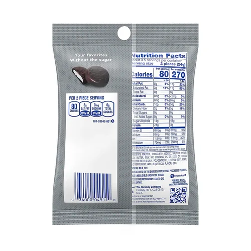 Vista 2 de Caramelos sin azúcar Hershey's - Paquete variado de chocolate sin azúcar - Chocolate con leche Reese's, York y Hershey Cero azúcar Bolsas de 3