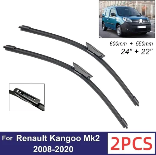 Vista 2 de Limpiaparabrisas de automóvil compatible con Renault Kangoo Mk2 1 para puerta trasera Express 2008-2020, limpiaparabrisas delantero de goma suave 2