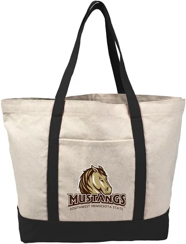 Vista 218 de Campus Lab Bolsa de lona con logotipo primario colegiado con bolsillo externo, bolsa de hombro reutilizable para ir de compras, playa Águilas A&m