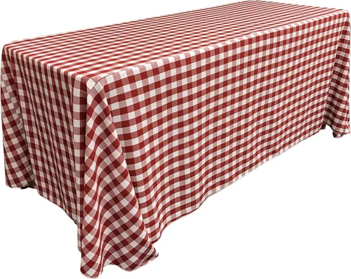 Vista 37 de LA Linen Mantel rectangular de poliéster Gingham a cuadros 60 por 84 pulgadas, blanco y verde oscuro