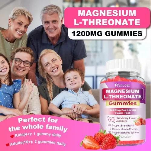 Vista 7 de Gomitas de magnesio L-treonato - Gomitas de treonato de magnesio para niños y adultos, apoya la función cognitiva, la salud del cerebro