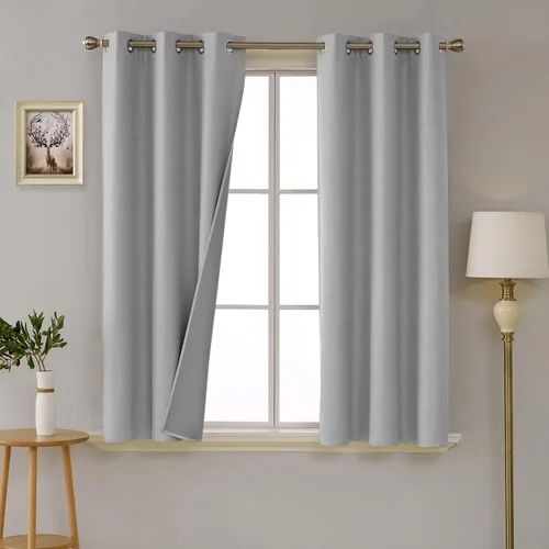 Vista 2 de Deconovo - Cortinas de oscurecimiento total, cortinas de lino sintético de ahorro de energía con revestimiento de 3 capas para ventana pequeña, 42 x