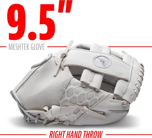 Vista 5 de Franklin Sports - Juego de guante de béisbol para niños + juegos de pelota de espuma - Guantes de teeball Meshtek para niños + bebés - Lanzamiento