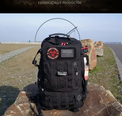 Vista 6 de U-LIAN Zombie Outbreak Response Team Biohazard Morale - Parche táctico bordado con gancho y bucle (negro+rojo)