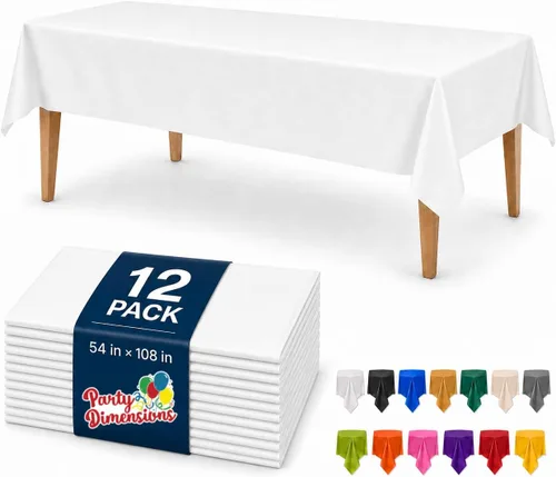 Vista 33 de Party Dimensions Mantel de plástico negro, paquete de 12 manteles rectangulares desechables de 54 x 108 pulgadas para mesas de 6 a 8 pies