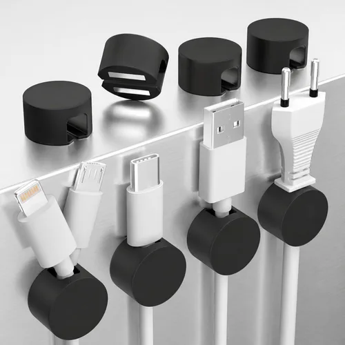 Vista 10 de Maveek Soporte magnético para cables, 5 clips para cables de escritorio 5 negro