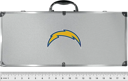 Vista 5 de NFL Siskiyou Sports Fan Shop Los Angeles Chargers - Juego de barbacoa de acero con funda, 8 piezas, color gris