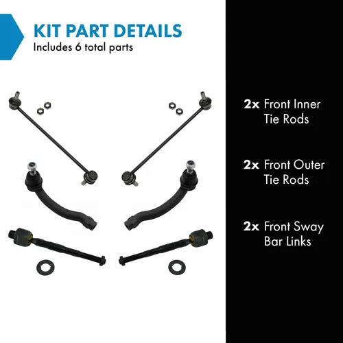 Vista 2 de TRQ Kit de dirección delantera y suspensión de barras de acoplamiento compatibles con Honda Pilot 2009-2015