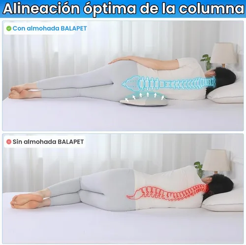 Vista 5 de BALAPET Almohada lumbar de espuma viscoelástica para cama, almohada ergonómica de apoyo de espalda baja para dormir, cojín de apoyo de cintura