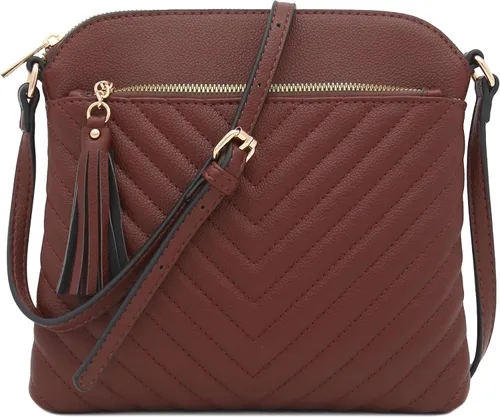 Vista 29 de Bolsa cruzada FashionPuzzle de tamaño medio con acolchado de espiga y borla Negro