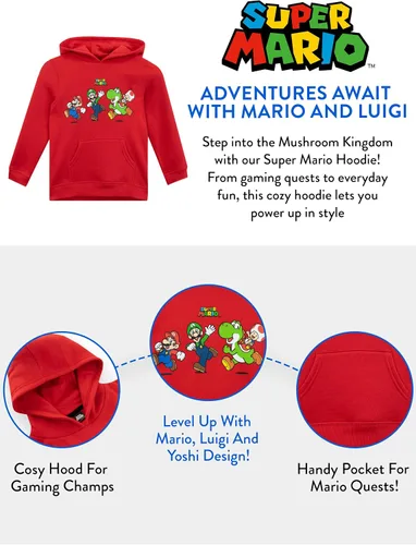 Vista 6 de SUPER MARIO Sudadera con capucha Sudadera con capucha Luigi, Yoshi, Toad Boys Sudadera con capucha de juegos para niños