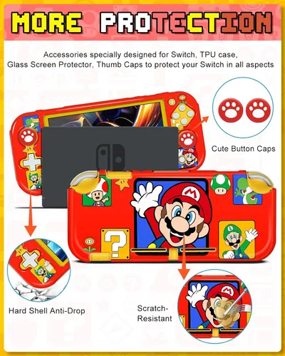 Vista 5 de Xinocy for Nintendo Switch Lite 7 in 1 Storage Accessories Kit with Travel Carrying Case+Switch Lite Protective Cover+Game Case