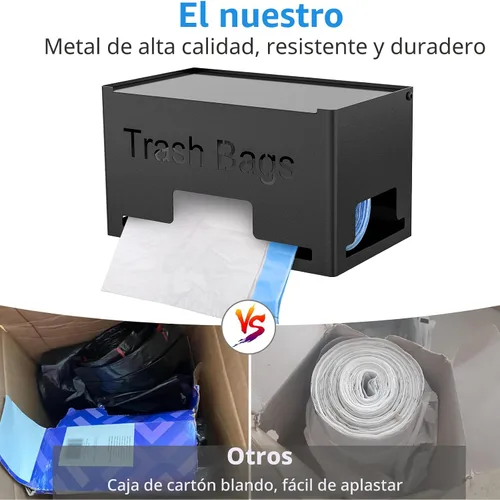 Vista 3 de STWWO Dispensador Grande para Bolsas de Basura, Dispensador de Bolsas de Basura de Metal con Soporte para Rollos, Organizador de Almacenamiento