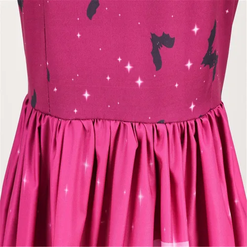 Vista 5 de Vestido de Halloween para mujer, cuello redondo, sin mangas, encaje, retro, delgado, dobladillo grande, 2022