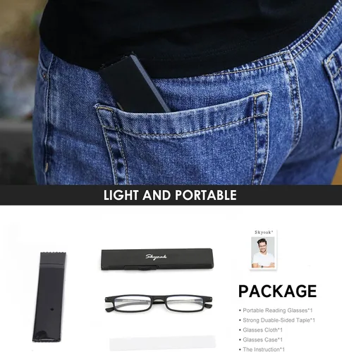 Vista 7 de Lentes de lectura plegables ultraligeros para mujeres y hombres, TR90, bloqueo de luz azul, anti UV, fatiga ocular, plegables, compactos, Negro