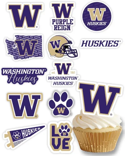 Vista 17 de Decoraciones para cupcakes de la Universidad de Alabama, suministros para fiestas de fútbol americano, cumpleaños, graduación (24 piezas)