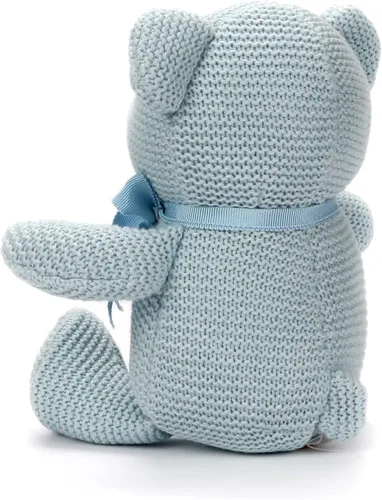 Vista 3 de FLUFFYFUN Oso de peluche azul 100% algodón orgánico de 6.5 pulgadas, animales de peluche para recién nacido Oso Azul