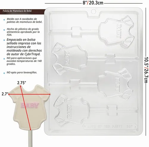 Vista 4 de Cybrtrayd Baby Outfit Lollipop - Molde de caramelo de chocolate