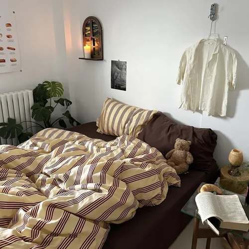 Vista 94 de mixinni Juego de funda de edredón vintage a rayas, tamaño twin, juego de ropa de cama de 3 piezas, 100% algodón lavado, suave y transpirable, funda