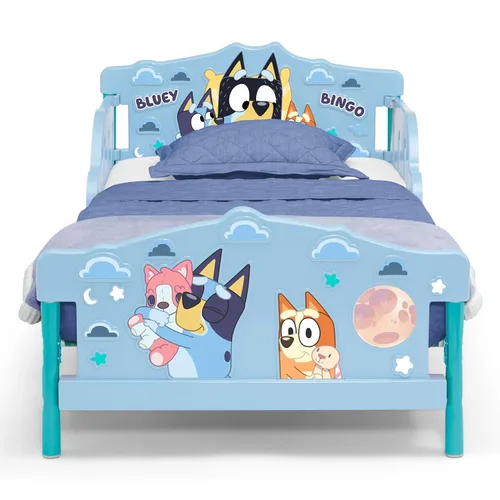 Vista 10 de Delta Children - Cama para niños pequeños Bluey 3D, azul + cuna y colchón para niños pequeños Twinkle Galaxy de doble cara (paquete)