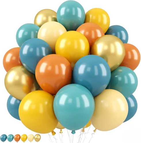 Vista 10 de 50 globos de Halloween, globos de 12 pulgadas, globos morados negros y anaranjados de 12 pulgadas, globos de confeti de murciélago, globos de látex