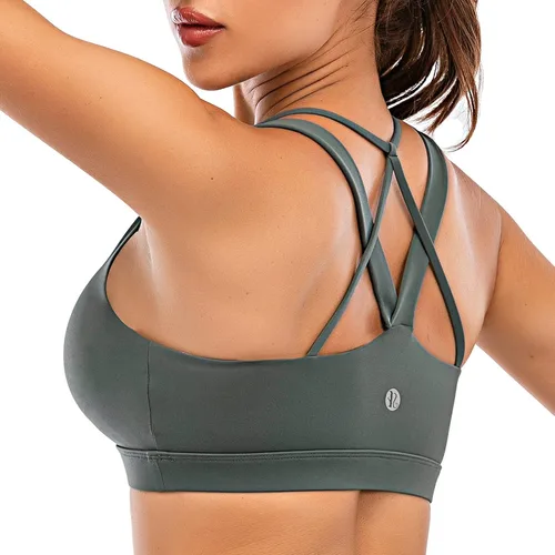 Vista 4 de Running Girl - sujetador deportivo para mujer, con tirantes acolchados y espalda cruzada, para yoga, de soporte mediano y con copas extraíbles