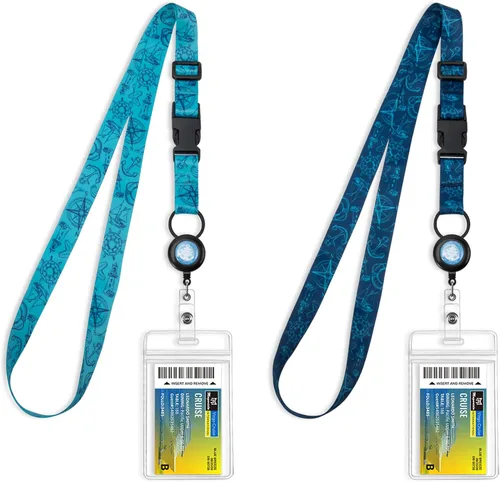 Vista 15 de MNGARISTA Cordón retráctil para tarjetas de crucero, cordones impermeables para tarjetas de crucero con soporte de identificación, paquete de 2