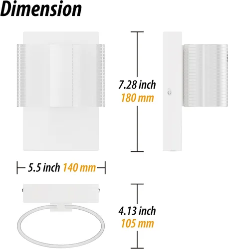 Vista 2 de URSOLA Aplique de pared LED con pantalla ovalada lineal elegante 110 voltios, lámpara de pared cableada de 4000 K, apliques de iluminación de pared