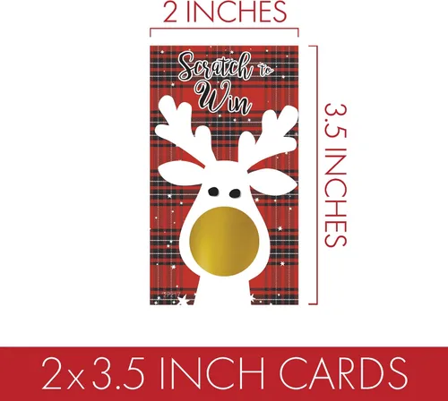 Vista 4 de Tarjetas de rascar temáticas de renos navideños DISTINCTIVS, juego de fiesta de Navidad - 28 unidades, tarjetas navideñas para rascar