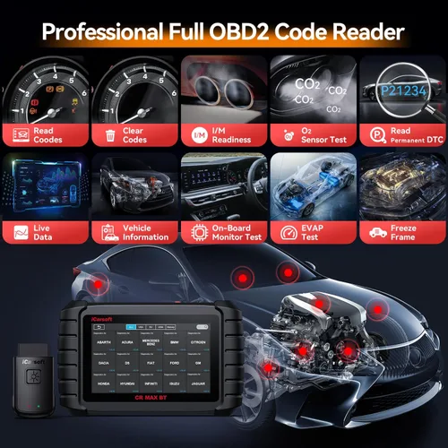 Vista 6 de iCarsoft CR Max BT - Escáner OBD2 inalámbrico, herramienta de diagnóstico de coche para todo el sistema, 50 restablecimiento+servicio adicional 46