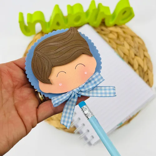 Vista 5 de Adorno hecho a mano para lápiz, adorno para bolígrafo, para niños y amantes de la escritura, aplique en goma eva. adorable adorno de niño