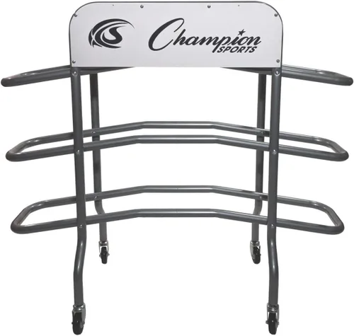 Vista 4 de Champion Sports Deluxe Heavy Duty Basketball Storage Cart with Locking Swivel Caster Wheels (Black)