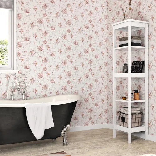 Vista 6 de WESTICK Papel tapiz autoadhesivo con diseño floral de rosas rosadas, autoadhesivo, extraíble, para paredes decorativas, dormitorio, baño