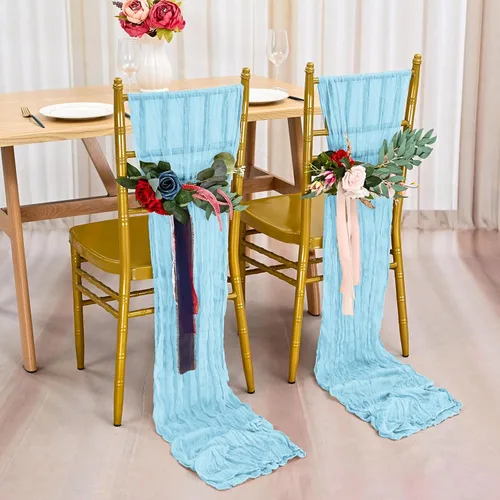 Vista 4 de Showgeous 20 bandas para silla, estopilla rústica, lazos decorativos diseñados para bodas, banquetes, fiestas, pasillo, decoración del hogar