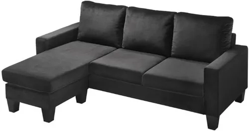 Vista 5 de Glory Furniture Jessica Velvet Sofá Chaise en Negro