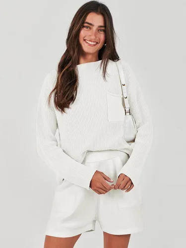 Vista 8 de ANRABESS Conjunto de dos piezas para mujer, suéter de punto, manga larga, tops y pantalones cortos