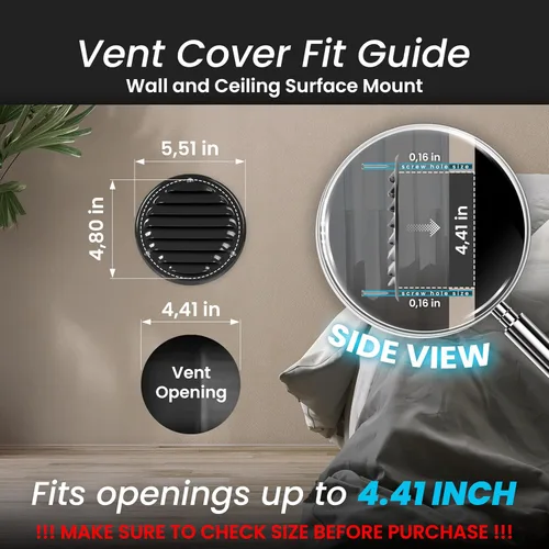 Vista 2 de Cubierta para salida de ventilación – Ventilación redonda de Soffit – Rejilla de ventilación – Cubierta de rejilla – Malla mosquitera integrada